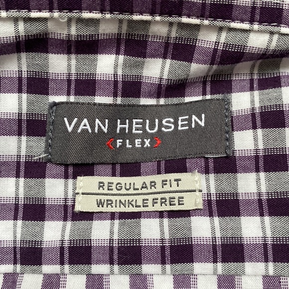 Van Heusen Wrinkle Free Button Down Shirt 💗 Purple Gray & White - Picture 12 of 13